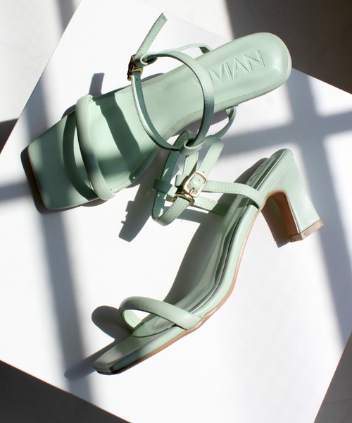 VIVIAN（ヴィヴィアン）の「スクエアトゥパデッド華奢ストラップサンダル（サンダル・レディース・オレンジ/ベージュ/グリーン/アイボリー/ブラック/ブラック系その他3/ブルー/ピンク・S/M/L/LL）」の5枚目の写真