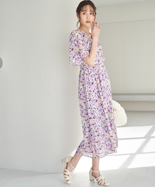 ROPE' PICNIC（ロペピクニック）の「甘め小花柄5分袖ワンピース