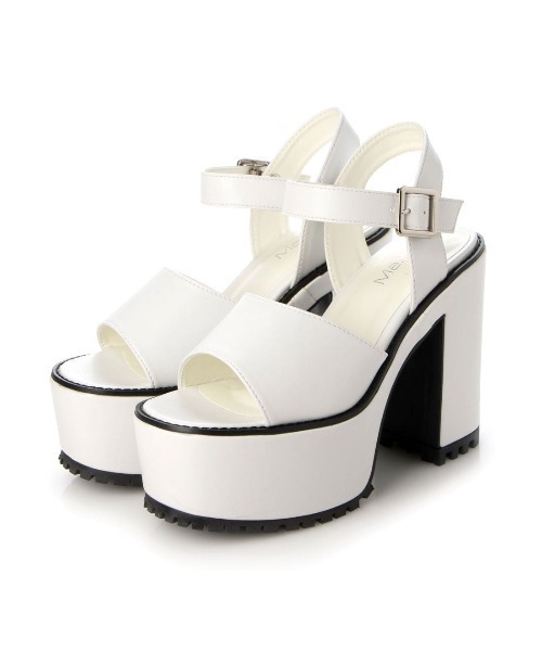 Mafmof(マフモフ)の「Mafmof(マフモフ)13cmヒール厚底ユニットソールストラップサンダル(サンダル・レディース・ホワイト/ブラック系その他/ブラック・L/M/LL/S)」の6枚目の写真