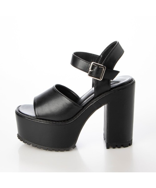 Mafmof(マフモフ)の「Mafmof(マフモフ)13cmヒール厚底ユニットソールストラップサンダル(サンダル・レディース・ホワイト/ブラック系その他/ブラック・L/M/LL/S)」の7枚目の写真