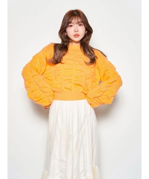 Darich(ダーリッチ)の「ブロックニットトップス(ニット/セーター・レディース・オレンジ/アイボリー/ピンク・FREE)」の3枚目の写真