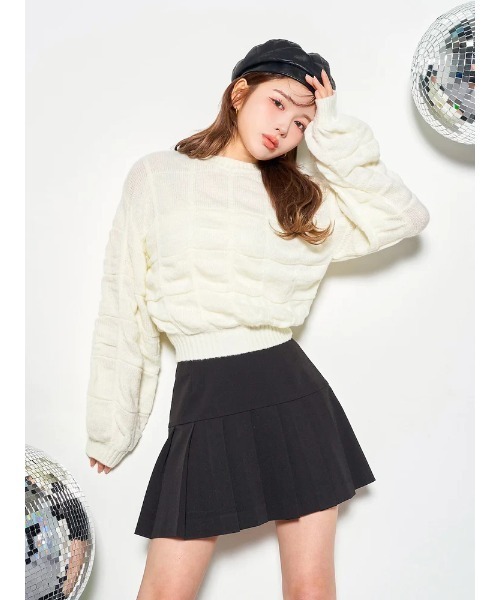 Darich(ダーリッチ)の「ブロックニットトップス(ニット/セーター・レディース・オレンジ/アイボリー/ピンク・FREE)」の2枚目の写真