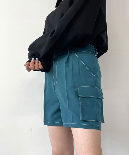 179/WG(イチナナキュウダブルジー)の「マルチポケットカーゴショートパンツ(カーゴパンツ・レディース・グリーン/オフホワイト/ブラック・MEDIUM)」の21枚目の写真