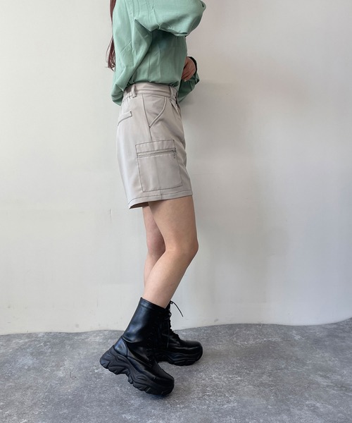 179/WG(イチナナキュウダブルジー)の「マルチポケットカーゴショートパンツ(カーゴパンツ・レディース・グリーン/オフホワイト/ブラック・MEDIUM)」の10枚目の写真