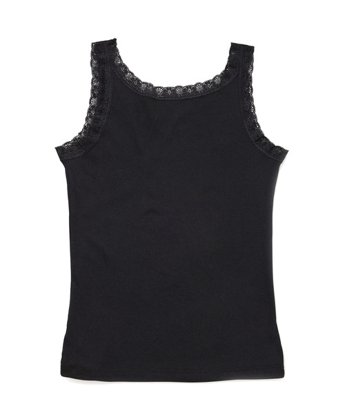 VIS（ビス）の「【洗える】レースカット細リブキャミソール（キャミソール・レディース・ホワイト/ブラック/グレー・FREE）」の6枚目の写真