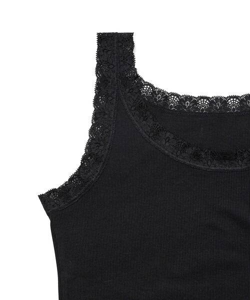 VIS（ビス）の「【洗える】レースカット細リブキャミソール（キャミソール・レディース・ホワイト/ブラック/グレー・FREE）」の12枚目の写真