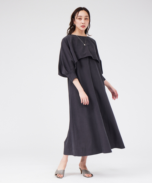 qualite(カリテ)の「【4WAY】レイヤードフレワンピース(ワンピース・レディース・チャコールグレー/ブルー・フリー)」の2枚目の写真