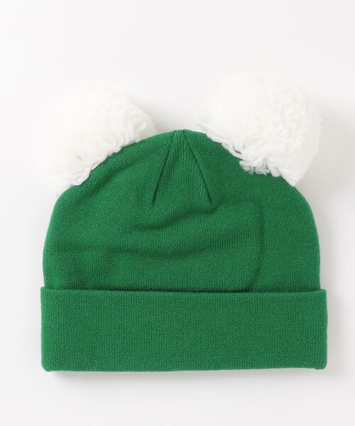 A BATHING APE（アベイシングエイプ）の「BABY MILO DOUBLE POMPON KNIT CAP K（ニットキャップ/ビーニー・キッズ・グリーン・FREE）」の2枚目の写真