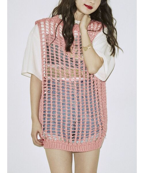 jouetie（ジュエティ）の「ローゲージニットベスト（ベスト・レディース・グリーン/ピンク/アイボリー・MEDIUM）」の3枚目の写真