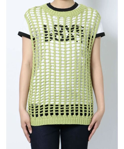 jouetie（ジュエティ）の「ローゲージニットベスト（ベスト・レディース・グリーン/ピンク/アイボリー・MEDIUM）」の4枚目の写真