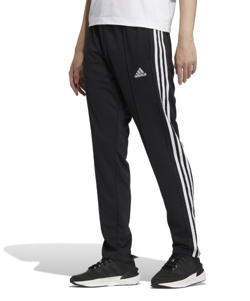 adidas(アディダス)の「アディダス adidas スリーストライプス ダブルニット トラックパンツ(その他パンツ・メンズ・ブラック×ブラック/ブラック×ホワイト・L/S/M/3L/LL)」の1枚目の写真