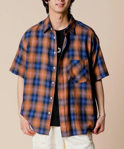 ADMIX/ATELIER SAB MEN（アドミックスアトリエサブメン）の「【HollywoodRich】オンブレチェック 半袖シャツ（シャツ/ブラウス・メンズ・ブラック系その他/パープル系その他/オレンジ系その他・50/52/48）」の14枚目の写真