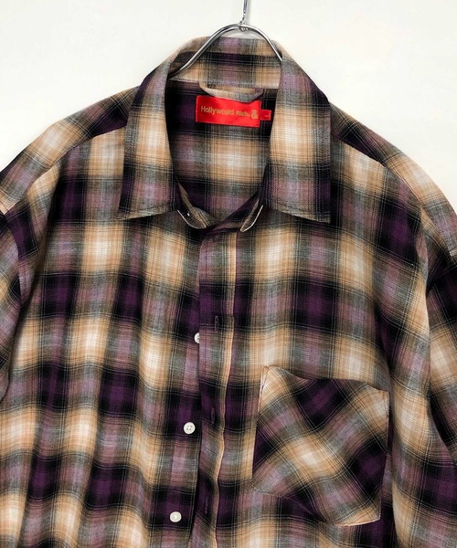 ADMIX/ATELIER SAB MEN（アドミックスアトリエサブメン）の「【HollywoodRich】オンブレチェック 半袖シャツ（シャツ/ブラウス・メンズ・ブラック系その他/パープル系その他/オレンジ系その他・50/52/48）」の20枚目の写真