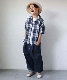 CIAOPANIC TYPY | 【KIDS】バスケット編みメッシュレギュラーカラーチェックシャツ(シャツ/ブラウス)