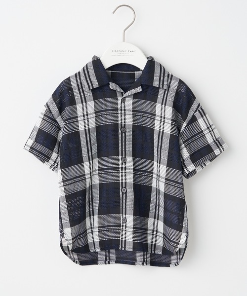 CIAOPANIC TYPY(チャオパニックティピー)の「【KIDS】バスケット編みメッシュレギュラーカラーチェックシャツ(シャツ/ブラウス・キッズ・グリーン/ネイビー/イエロー・S/M/L/XL/XXL)」の7枚目の写真