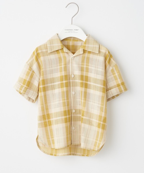 CIAOPANIC TYPY(チャオパニックティピー)の「【KIDS】バスケット編みメッシュレギュラーカラーチェックシャツ(シャツ/ブラウス・キッズ・グリーン/ネイビー/イエロー・S/M/L/XL/XXL)」の8枚目の写真