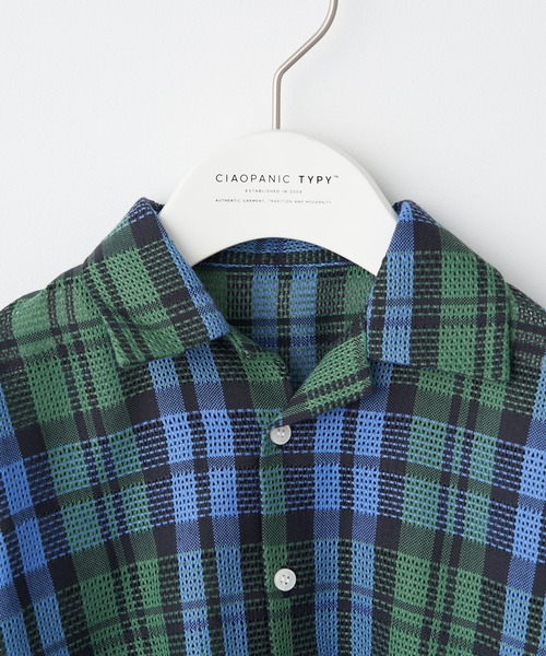 CIAOPANIC TYPY(チャオパニックティピー)の「【KIDS】バスケット編みメッシュレギュラーカラーチェックシャツ(シャツ/ブラウス・キッズ・グリーン/ネイビー/イエロー・S/M/L/XL/XXL)」の10枚目の写真