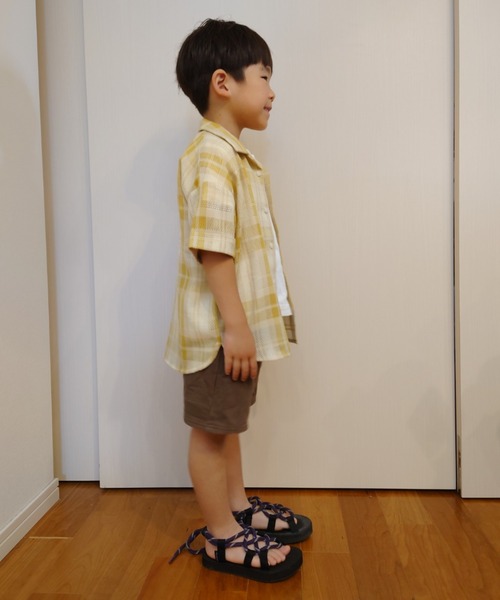 CIAOPANIC TYPY(チャオパニックティピー)の「【KIDS】バスケット編みメッシュレギュラーカラーチェックシャツ(シャツ/ブラウス・キッズ・グリーン/ネイビー/イエロー・S/M/L/XL/XXL)」の20枚目の写真