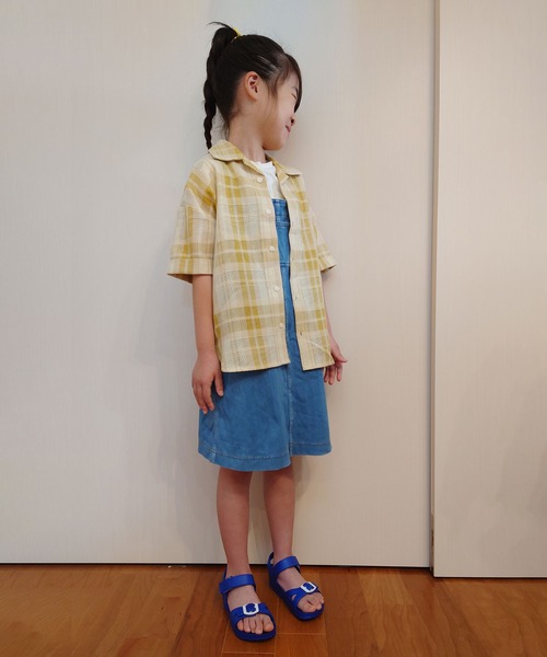 CIAOPANIC TYPY(チャオパニックティピー)の「【KIDS】バスケット編みメッシュレギュラーカラーチェックシャツ(シャツ/ブラウス・キッズ・グリーン/ネイビー/イエロー・S/M/L/XL/XXL)」の18枚目の写真