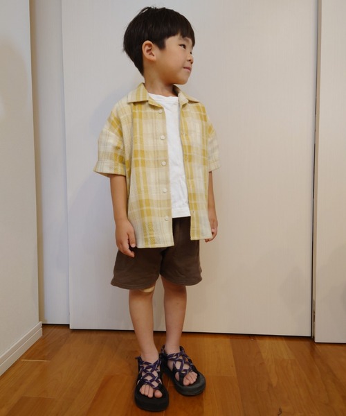 CIAOPANIC TYPY(チャオパニックティピー)の「【KIDS】バスケット編みメッシュレギュラーカラーチェックシャツ(シャツ/ブラウス・キッズ・グリーン/ネイビー/イエロー・S/M/L/XL/XXL)」の21枚目の写真