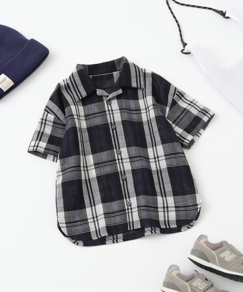 CIAOPANIC TYPY(チャオパニックティピー)の「【KIDS】バスケット編みメッシュレギュラーカラーチェックシャツ(シャツ/ブラウス・キッズ・グリーン/ネイビー/イエロー・S/M/L/XL/XXL)」の15枚目の写真