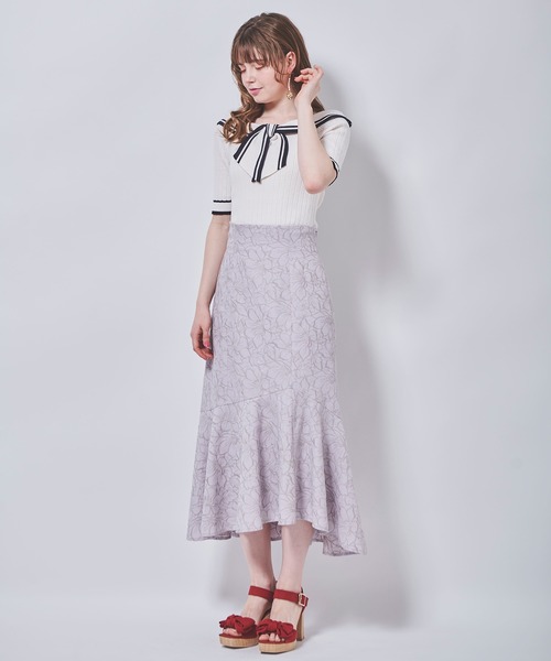 31 Sons de mode（トランテアン　ソン　ドゥ　モード）の「フラワー刺繍マーメイドスカート（スカート・レディース・ピンク/ラベンダー・36/38）」の7枚目の写真