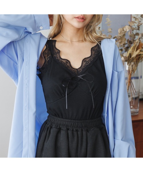 Ada.（エイダ）の「レースデザイン キャミソール（キャミソール・レディース・オフホワイト/ベージュ/ピンク/ブラック/グレイッシュベージュ・M/L）」の3枚目の写真