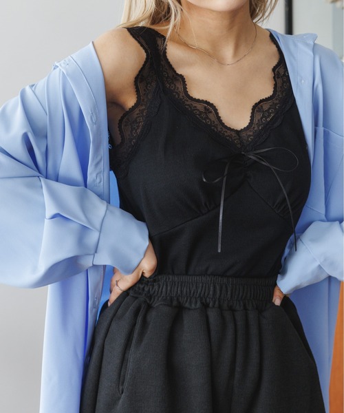 Ada.（エイダ）の「レースデザイン キャミソール（キャミソール・レディース・オフホワイト/ベージュ/ピンク/ブラック/グレイッシュベージュ・M/L）」の12枚目の写真