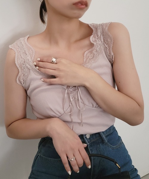 Ada.（エイダ）の「レースデザイン キャミソール（キャミソール・レディース・オフホワイト/ベージュ/ピンク/ブラック/グレイッシュベージュ・M/L）」の20枚目の写真