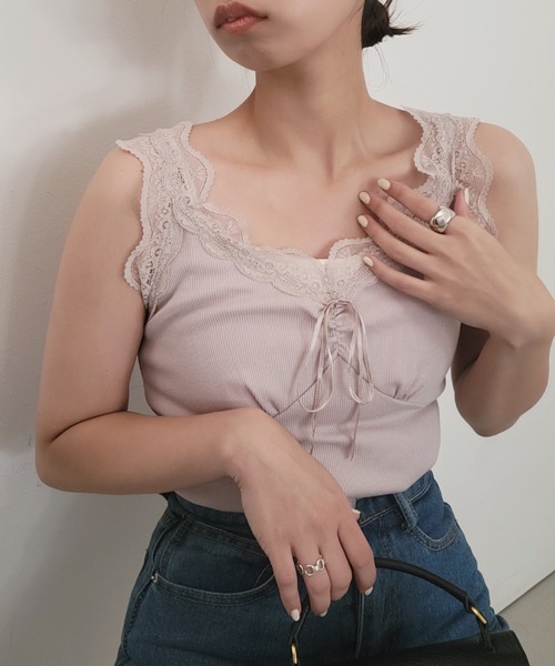 Ada.（エイダ）の「レースデザイン キャミソール（キャミソール・レディース・オフホワイト/ベージュ/ピンク/ブラック/グレイッシュベージュ・M/L）」の19枚目の写真