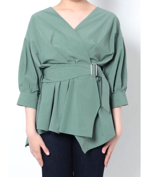 MURUA（ムルーア）の「カシュクールペプラムシャツ（シャツ/ブラウス・レディース・ホワイト/ブルー/ブラック・FREE）」の14枚目の写真