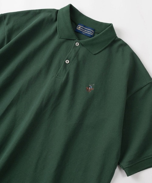 BEVERLY HILLS POLO CLUB（ビバリーヒルズポロクラブ）の「【BEVERLY HILLS POLO CLUB/ビバリーヒルズポロクラブ】ワイドシルエット ワンポイント刺繍 無地＆ボーダー ポロシャツ/ オーバーサイズ（ポロシャツ・レディース・ホワイト×ネイビー/ブラック×イエロー/ネイビー/ホワイト/グリーン/ブラック・M/L/XL）」の5枚目の写真