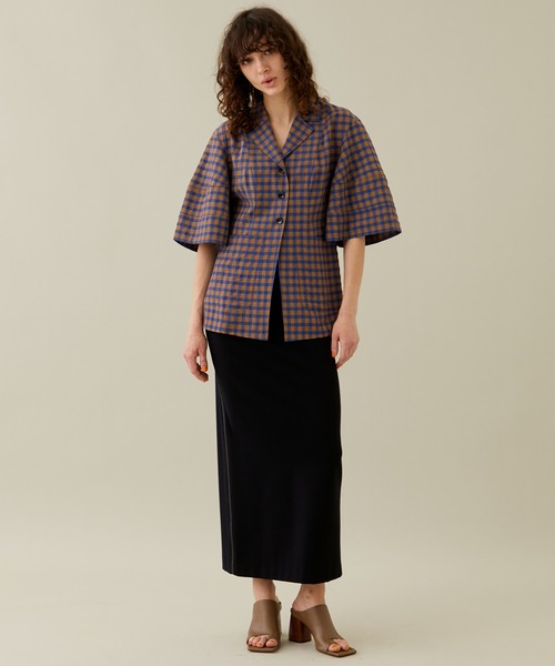 トップス CLANE GINGHAM CHECK DOME SLEEVE SHIRT CLANE - ギンガム チェック ドーム スリーブ シャツ - GINGHAM