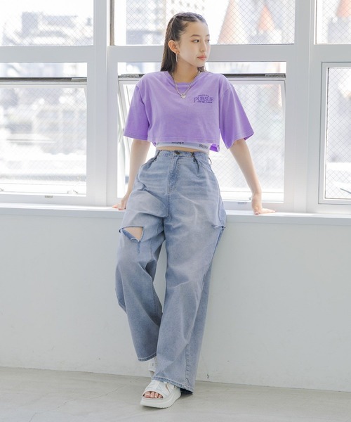 repipi armario(レピピ アルマリオ)の「ピグメントショートT(Tシャツ/カットソー・キッズ・ブルー/パープル/グリーン/ホワイト・MEDIUM/LARGE/SMALL)」の21枚目の写真