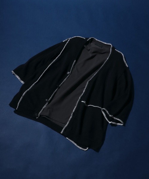 ANPAS（アンパス）の「Cotton Linen Hand Stitch Oversized Knit Cardigan/綿麻 ハンドステッチ オーバーサイズ 半袖 ニットカーディガン（カーディガン/ボレロ・メンズ・ライトグレー/ブラック/グレイッシュベージュ・M/L）」の19枚目の写真