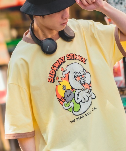 SIDEWAY STANCE(サイドウェイスタンス)の「【SIDEWAY STANCE】オリジナル グラフィック プリント & 刺しゅうデザイン 半袖 リンガーTシャツ(Tシャツ/カットソー・メンズ・ホワイト系その他/ホワイト系その他3/イエロー系その他3/ホワイト/イエロー/ブルー系その他/イエロー系その他/ブルー系その他2/ブルー系その他3/ホワイト系その他2/イエロー系その他2/ブルー・MEDIUM/LARGE/X-LARGE)」の10枚目の写真
