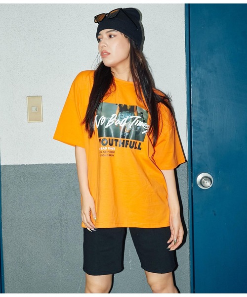 ANAP（アナップ）の「フォトプリントビッグTシャツ【親子お揃い】（Tシャツ/カットソー・レディース・ブラック/ホワイト/オレンジ・FREE）」の6枚目の写真