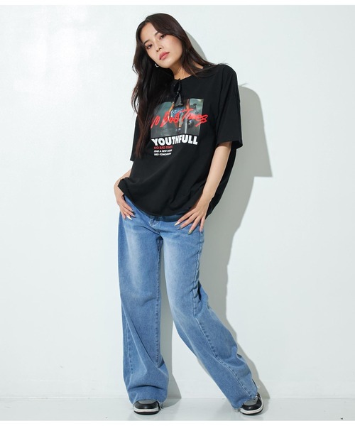 ANAP（アナップ）の「フォトプリントビッグTシャツ【親子お揃い】（Tシャツ/カットソー・レディース・ブラック/ホワイト/オレンジ・FREE）」の11枚目の写真