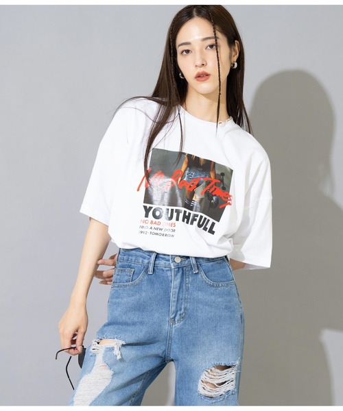 ANAP（アナップ）の「フォトプリントビッグTシャツ【親子お揃い】（Tシャツ/カットソー・レディース・ブラック/ホワイト/オレンジ・FREE）」の20枚目の写真