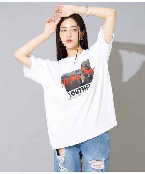 ANAP（アナップ）の「フォトプリントビッグTシャツ【親子お揃い】（Tシャツ/カットソー・レディース・ブラック/ホワイト/オレンジ・FREE）」の22枚目の写真