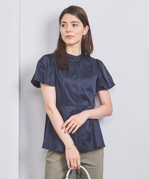 【UNITED ARROWS】 新品 サテン バブルスリーブ ブラウス ホワイト UNITED ARROWS（ユナイテッドアローズ）の「サテン バブル