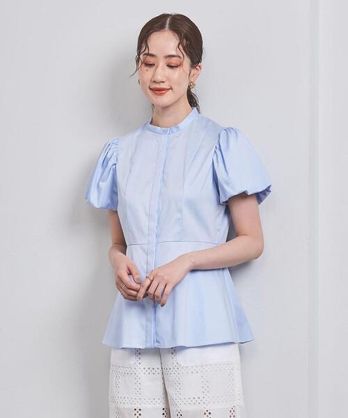 【UNITED ARROWS】 新品 サテン バブルスリーブ ブラウス ホワイト UNITED ARROWS（ユナイテッドアローズ）の「サテン バブル