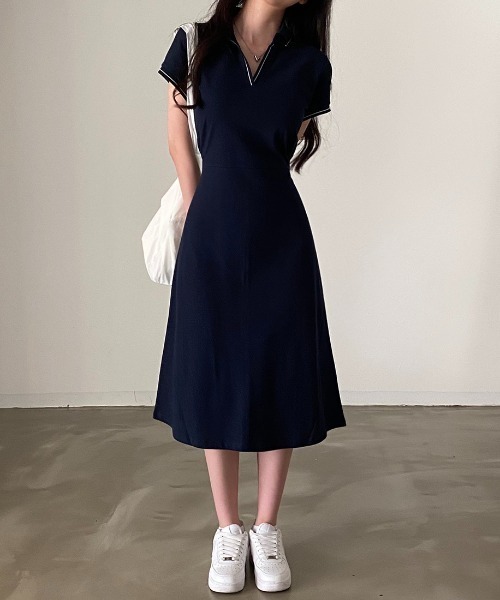 Chick（チック）の「半袖ポロワンピース（ワンピース・レディース・ネイビー/ホワイト・FREE）」の11枚目の写真