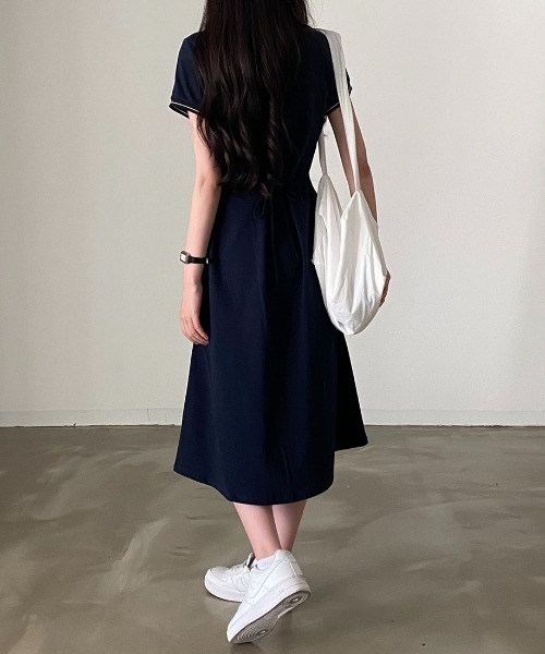 Chick（チック）の「半袖ポロワンピース（ワンピース・レディース・ネイビー/ホワイト・FREE）」の12枚目の写真