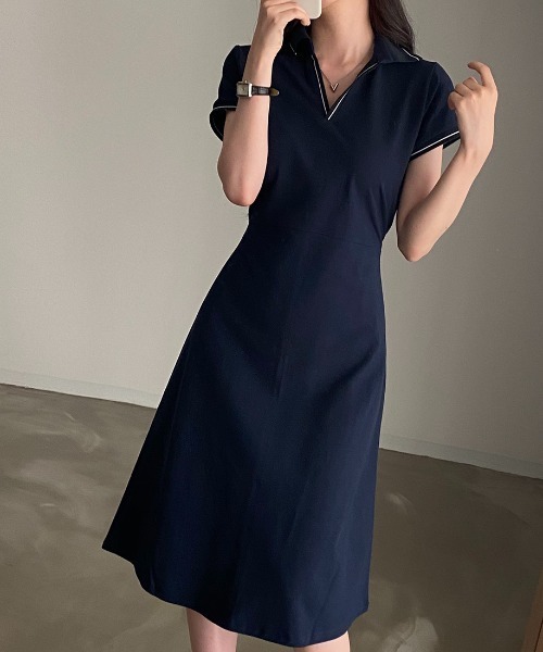 Chick（チック）の「半袖ポロワンピース（ワンピース・レディース・ネイビー/ホワイト・FREE）」の13枚目の写真