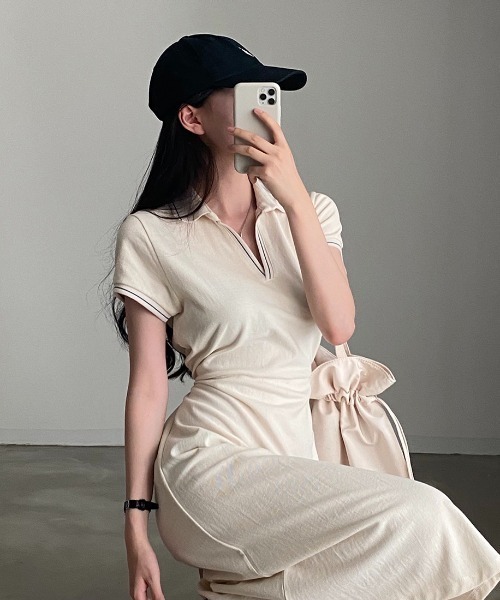 Chick（チック）の「半袖ポロワンピース（ワンピース・レディース・ネイビー/ホワイト・FREE）」の21枚目の写真