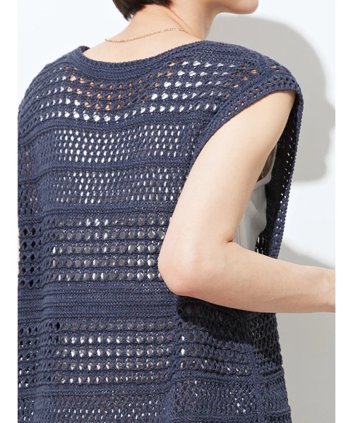 AMERICAN HOLIC（アメリカンホリック）の「テープヤーンニットベスト（ベスト・レディース・ベージュ/ネイビー・FREE）」の13枚目の写真