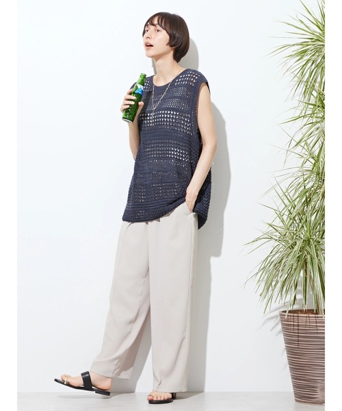 AMERICAN HOLIC（アメリカンホリック）の「テープヤーンニットベスト（ベスト・レディース・ベージュ/ネイビー・FREE）」の16枚目の写真