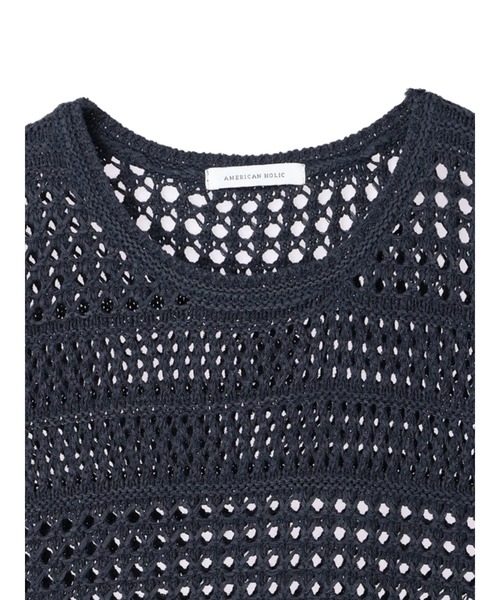 AMERICAN HOLIC（アメリカンホリック）の「テープヤーンニットベスト（ベスト・レディース・ベージュ/ネイビー・FREE）」の5枚目の写真
