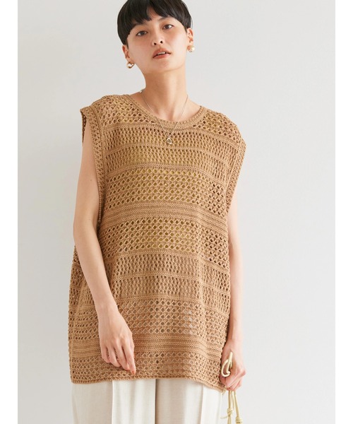 AMERICAN HOLIC（アメリカンホリック）の「テープヤーンニットベスト（ベスト・レディース・ベージュ/ネイビー・FREE）」の22枚目の写真